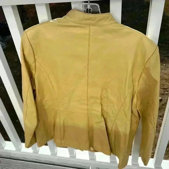 Bradley Bayou Yellow Ruffled Leather Jacket Womens Sz 1X NWT "New Vintage" - Picture 5 of 10